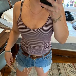 Stripped maroon and white tank
